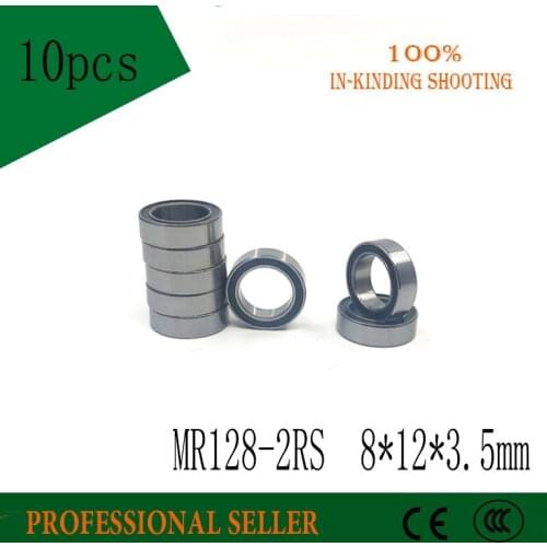 Free Shipping 10PCS MR128-2RS ABEC-5 black rubber 8*12*3.5 mm Miniature Ball Bearings MR128RS L1280 8X12X3.5MM