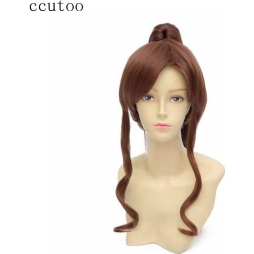 Ccutoo Sailor Moon Sailor Jupiter Kino Makoto Brown Synthetic Hair Cosplay Anime Wigs With Chip Ponytails