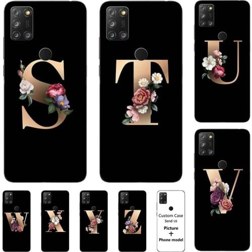 Flower 26 English Letters Custom Initial Case For Alcatel 3X 2020 5061 4 Camera Soft Silicone Cover For Alcatel 3X 2019 5048