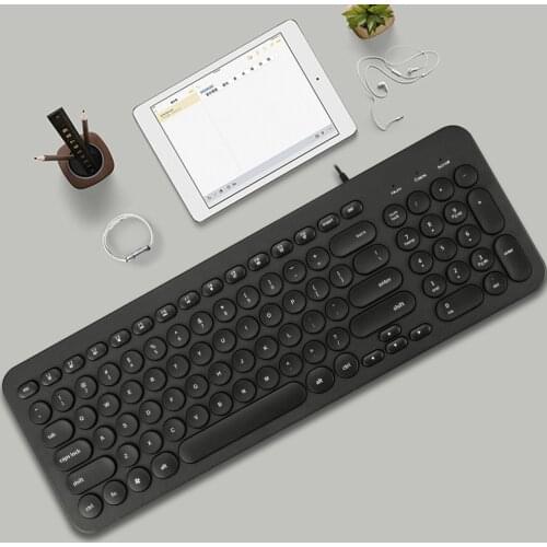 D520 Keyboard 96 Keys USB Wired Round Keycap Home Office Computer Laptop Splashproof Keyboard