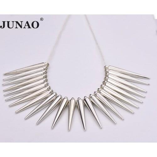 JUNAO 100pcs 5*35mm Silver Gold Color Big Spikes Studs Punk Decoration Rivet For Clothes Jewelry Making DIY Crafts