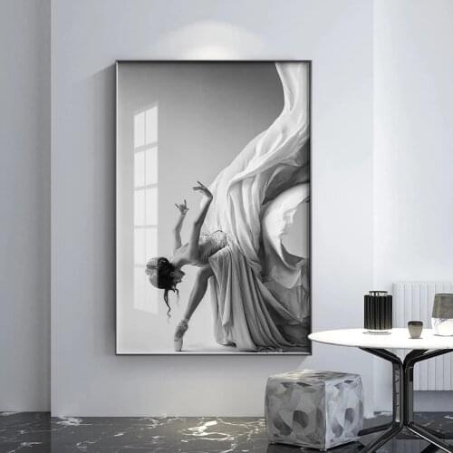 Canvas Painting Modern Ballet Dancing Girl Black White Figure Posters and Prints Wall Art Picture for Living Room Home Decor