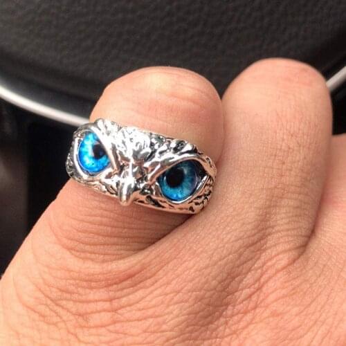 New Creative Owl Ring Punk Demon Eye Animal Adjustable Open Rings for Women Men Vintage Couple Ring Fashion Jewelry Best Gift