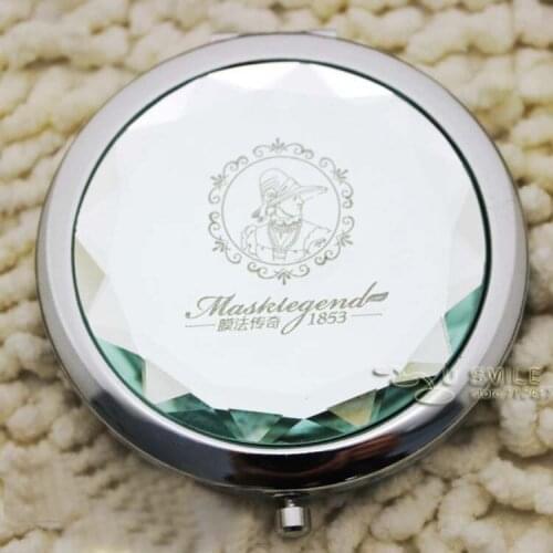 Cosmetic Compact Mirror With Logo Personalized Free Wholesale Crystal Magnifying Make Up Mirror #18023S