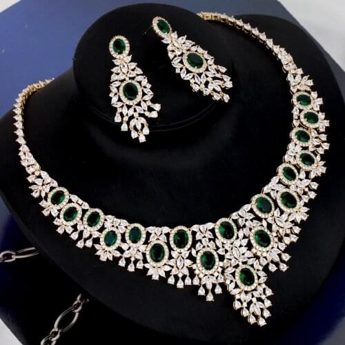 TIRIM Luxury Color Bridal Necklace Set for Women Accessories Gorgeous Cubic Zircon Wedding Jewelry Sets for Bridal Engagement