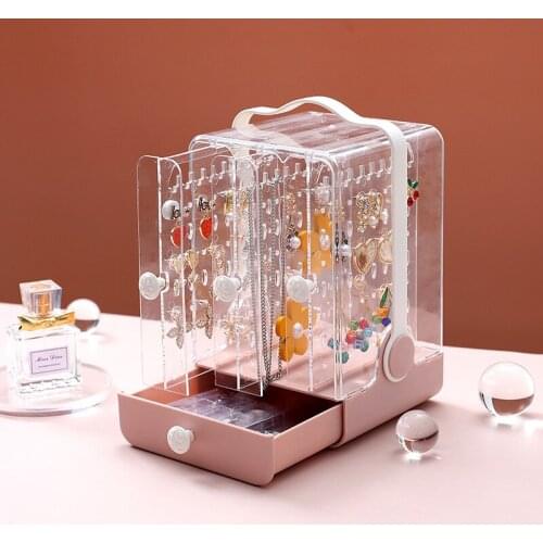 Korean Necklace Earrings Storage Box Jewelry Earrings Dust Proof Acrylic Box Transparent Jewelry Storage Box