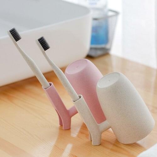 Wheat Straw Creative Toothbrush Drain Holder Plastic Mouthwash Cup Travel Brushing Cup Couple Wash Cup