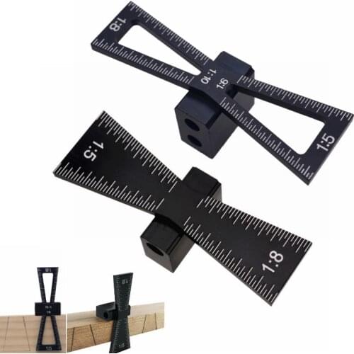 Swallow Tail Dovetail Marker Aluminum Alloy Hand Cut Wood Joints Meter Guide Tool with Scale Template Size 1: 5 and 1: 8