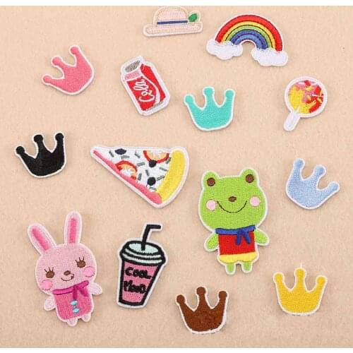 Cartoon Frog Rabbit Crown Boy Girl Iron On Patches Embroidered Clothes Patch For Clothing Clothes Stickers Garment