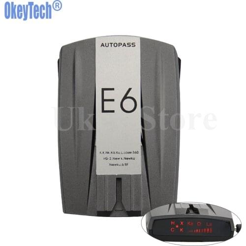 OkeyTech E6 Car Radar Detector Warning Electronic Dog 360 Degree Speed Control Road Safety Warner Alarm Russian/English Version