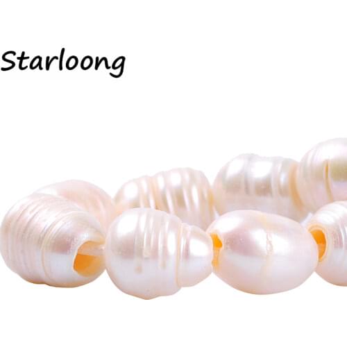1string/lot A quality hole 3.5mm dia 11-12mm oval rice shape natural freshwater pearl beads for jewelry making necklace bracelet