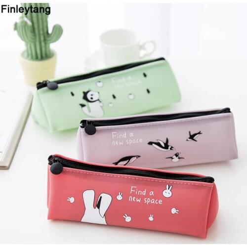New Pencil Case Cute Animals Penguin Rabbit Stationery Pencil Bag School Boy Girl Student Supplies Large Capacity Pencil Box