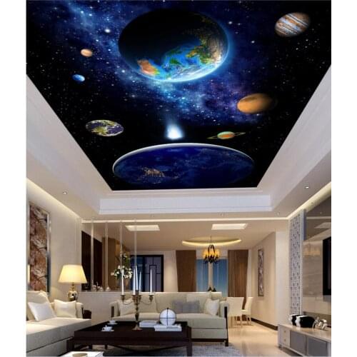 Custom photo 3d ceiling murals wallpaper Blue sky planet picture room decoration painting 3d wall murals wallpaper for walls 3d