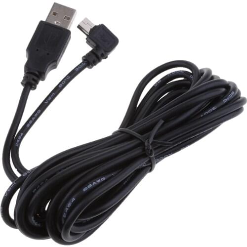 Portable 5V 2A Mini USB Chargers Cable 90 Degrees Right Bend DVR GPS Charging Cable Cars Truck Accessory