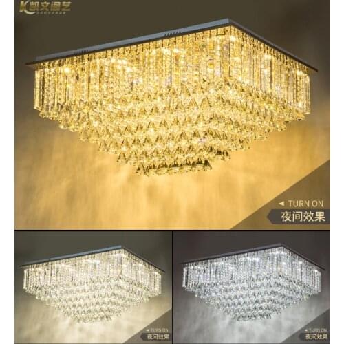 Rectangular crystal lamp living room lamp LED ceiling lamp bedroom lamp restaurant lamp simple multi-layer crystal lamp living
