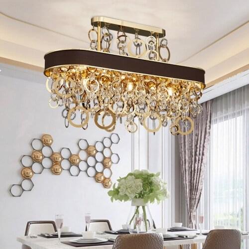 Rectangle crystal chandelier for dining room oval chandeliers lighting fixtures rectangle kitchen island cristal lustre lamps
