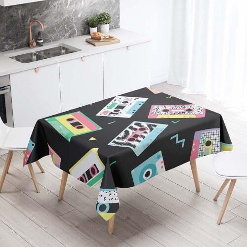 Rectangular Tablecloths Decorative Table Cover 3D Printing Music Elements Pattern Dining Table Cloth