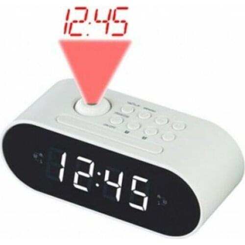 Radio Alarm Clock with LCD Projector Denver Electronics CRP-717 LED White Black