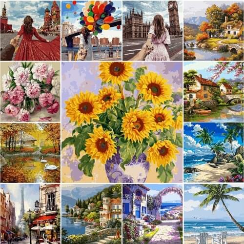 Clearance Painting By Numbers Flower No Frame Coloring By Numbers 19.7x15.7in 28 Colors Home Decor Diff:2-5 Stars