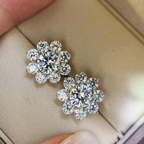 Romantic Flower Jewelry Set Luxury Full Inlay Shiny Zircon Fashion S925 Necklace Earrings Ring For Women Wedding Valentines Gift