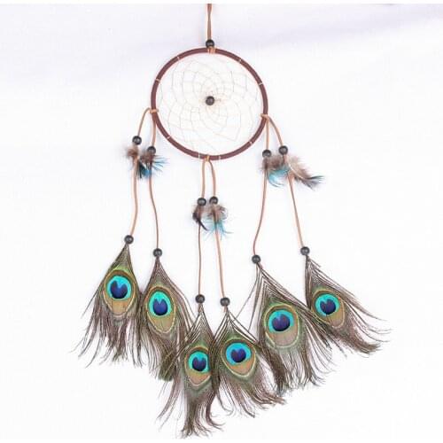 Handmade Peacock Feather Dream Catcher Circular Net Wall Hanging Car Decor Craft Room Decoration Dreamcatcher E2shopping