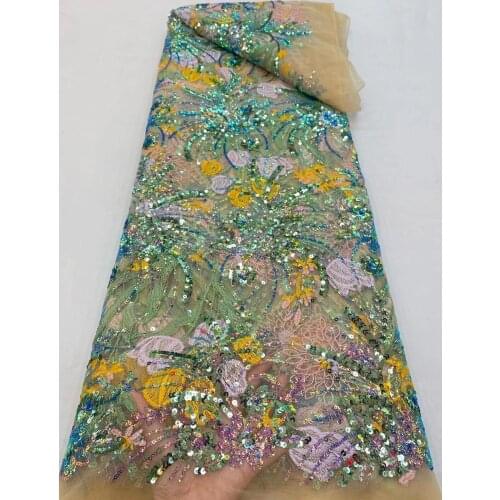 Beautiful sequin African Nigeria lace fabirc with L-426687 embroidery French tulle net lace For Party dresses