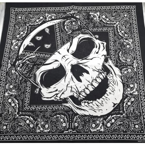 High quality Headtie Square Scarf Unisex Bandana Hip Hop Black Paisley skull Headwear Hair Band Scarf Neck Wrist Wrap Band
