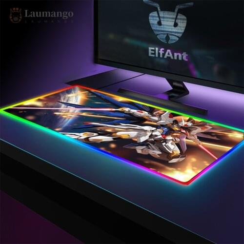 Gundam Exia Top Quality Luminous Mause Mat Colorful Backlit Deskmat Anime Mat Speed RGB Mause Pad with Light