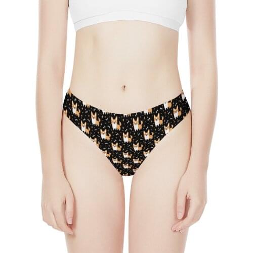 New Arrive Fashion Custom DIY Dog Pet Designed 3D Print Womens All Over Print Thongs Underwear Customer DropShipping