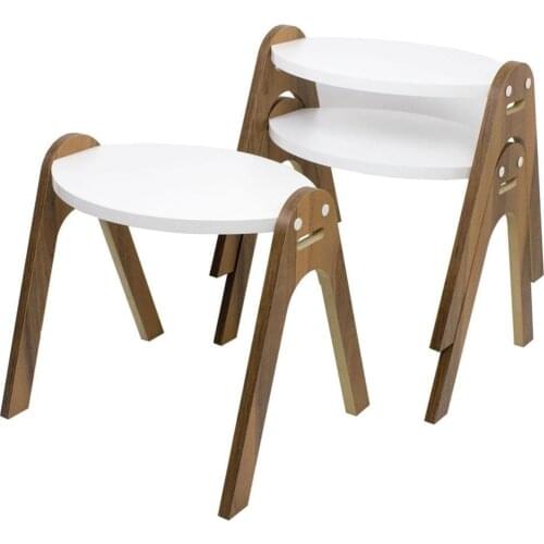 Zigon Coffee Table White Ellipse-Walnut Foot-Passion Model