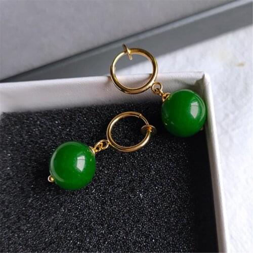 12MM Jade Chrysoprase Gemstone DIY Earrings 18K Ear hook jewelry Accessories Luxury Fashion