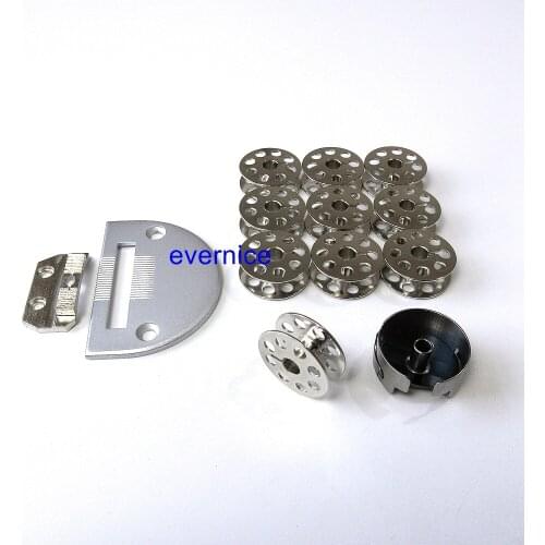 13 Parts Bobbin Case &.Bobbins & Needle Plate & Feed Dog for Consew 206RB