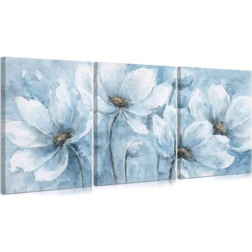 3Pcs No Framed Magnolia Flower Blue And White Floral Posters Wall Art Pictures Canvas Home Decor Paintings for Room Decorations