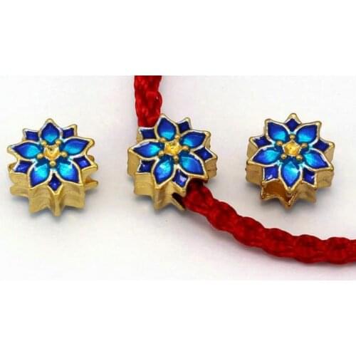 5pcs/lot Tibetan silver Dripping oil spacer Big hole plum lotus Loose Spacer Beads for DIY Jewelry Making bracelet df3fa