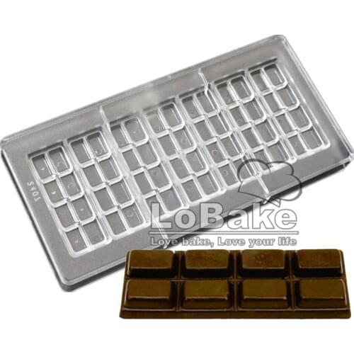 7 cavities Rectangle pad checks shaped chocolate pad PC Polycarbonate mold herramientas reposteria moule patisserie ferramentas