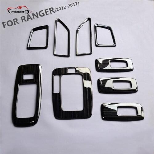 Luxurious 9PCS wire drawing Stainless steel Interior Outlet Decoration Ring Molding Trim Covers for 2012-2017 ranger