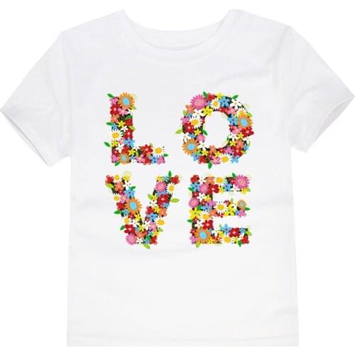 Colors 2021Boys Girls Flower Love T Shirt Kids T-Shirt Children Tops Baby Tees For 2-14 Years