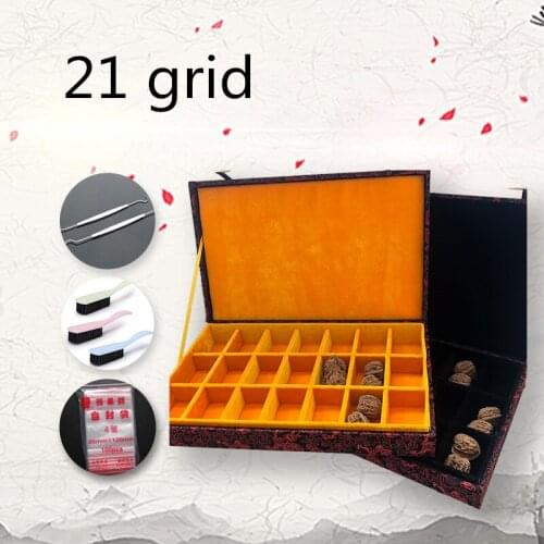 12 15 21 Grid Slot Chinese Silk Brocade Box Decorative Wooden Jewelry Storage Box Organizer Case Collection Packaging Gift