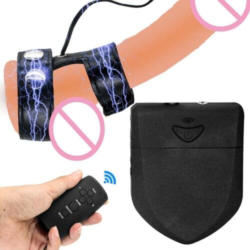 Electric Shock Set Cock Ring Adult Sex Toys For Men Chastity Device Bondage Dick/Scrotum Electro Sex Product Penis Extender Cbt