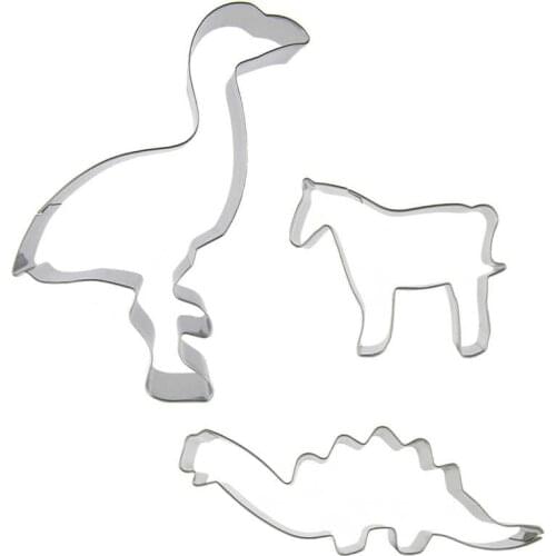 Flamingo,Wild Horse, Stegosaurus shaped 3 piece biscuit cutting molds, baking tools, cake decorating soft candy tools