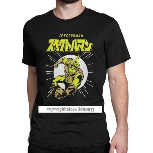 Mens Tee Shirts Spectreman Vintage Tee Shirt Ultraman Japanese Anime Rider Hero Robot Kaiju Tshirt Round Neck Clothes Graphic