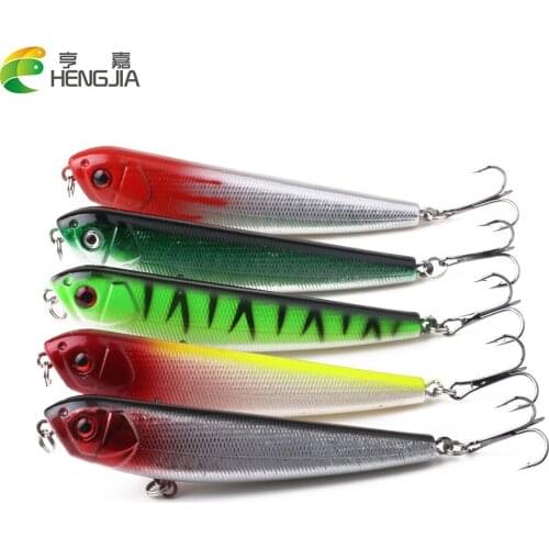 HENGJIA 1PC Floating Pencil Fishing Lure 9CM 9.6G 6#Hook Artificial Hard Bait Pesca Isca Fishing Tackle