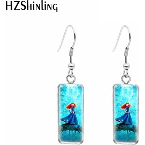 Brave Princess Rectanglur Hook Earrings Glass Earrings Ear Accessories for Girls Gifts