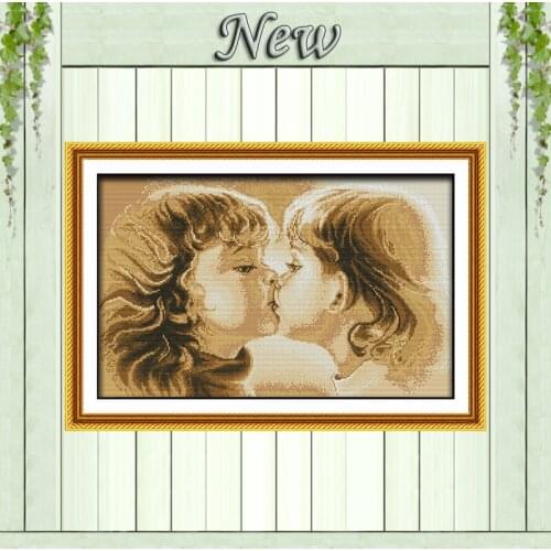 Loves kiss baby paintings home wall Decor 11CT counted print on canvas DMC Cross Stitch kits 14CT needlework Set DIY embroidery