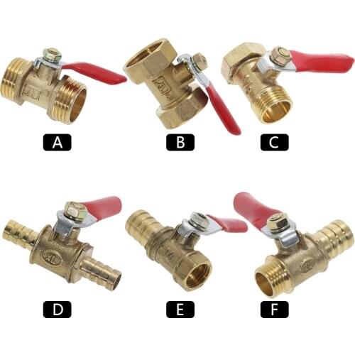 Brass Water Air Oil Gas Fuel Line Shutoff Ball Valve Pipe Fittings Pneumatic Connector Controller Handle 6-12MM Hose Barb Inline