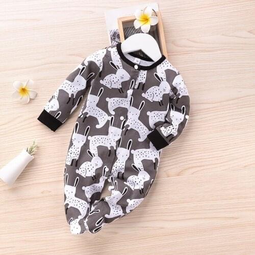 2020 Fashion New Rabbit One-Piece Cartoon Spring And Autumn Clothes For Men And Women Baby Romper Bag foot breasted