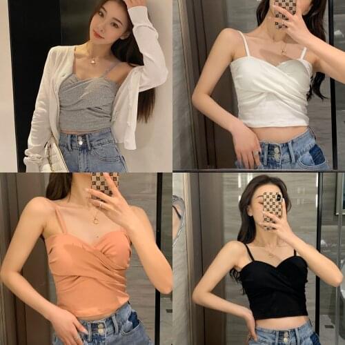 Fashion Cross Sleeveless Women Tank Top Sling Camisoles Fitness Spaghetti Straps Sexy Crop Top