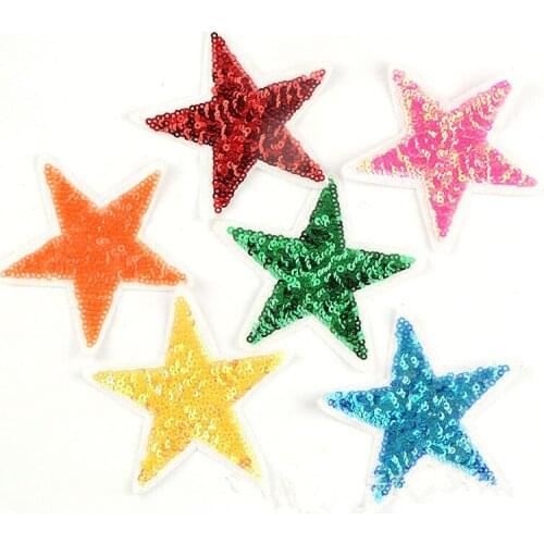 Motif Applique Embroidered Patches Sequins Pentagram Love Lips DIY Patches iron-on Embroidered Patch Motif Applique Sticker