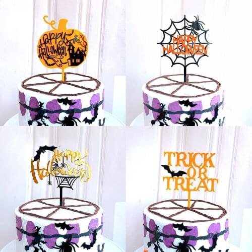 Cartoon Halloween Cake Topper cupcake Pumpkin Ghost Witch for Halloween Dessert Decoration Party Cake Flags Baking Supplies