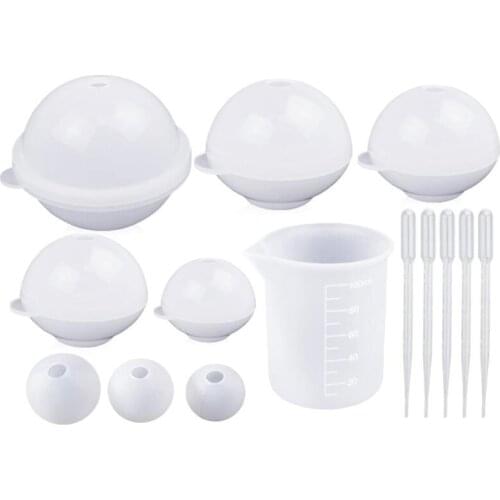 MXME Epoxy Resin Ball Mold Set for Resin Jewelry Diy Soap Candle with Mixing Cup